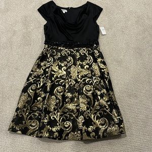 Kay Unger Black Brocade Dress NWT
